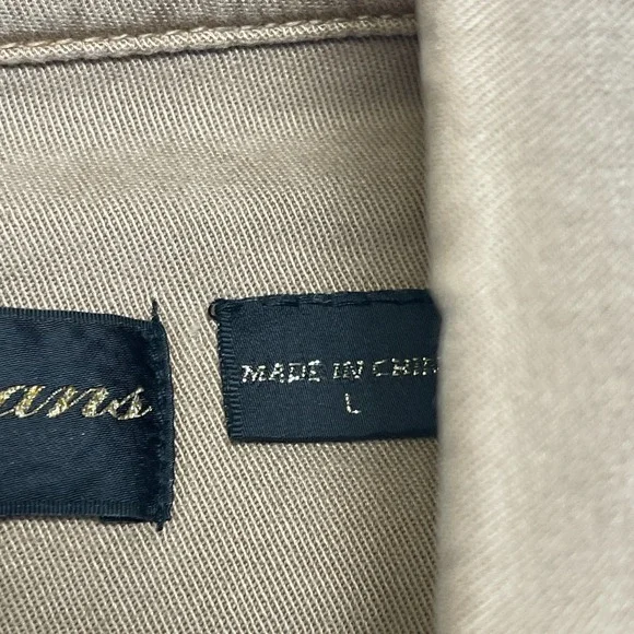 Y2K GUESS Jeans Trench Coat Women Large Khaki Cotton Outdoor Double Breasted - Picture 8 of 16